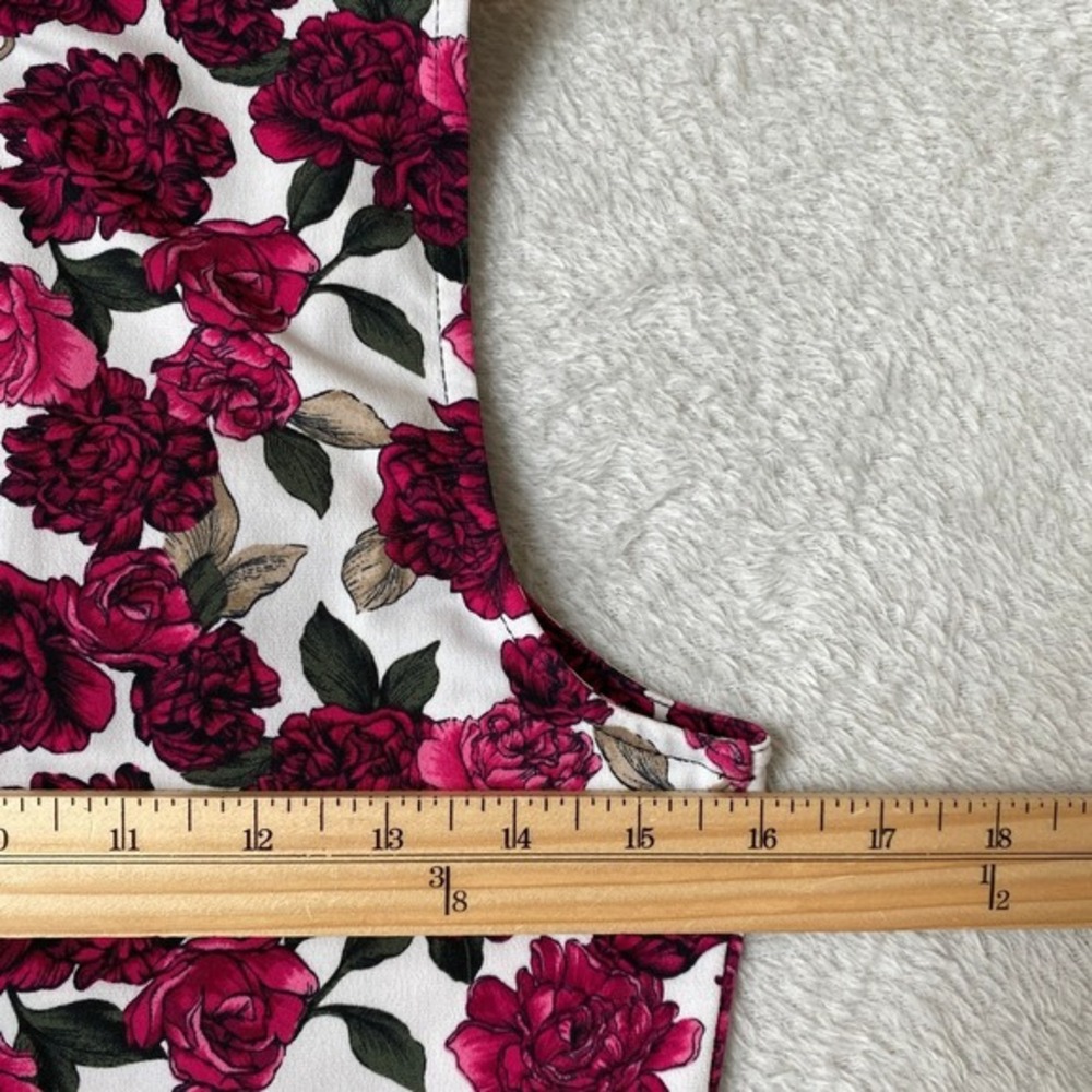 WHBM Y2K‎ Floral Rose Sleeveless Blouse XS Pink Ruffle Cottagecore Coquette Top - Picture 6 of 7
